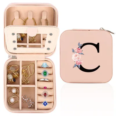 Produktbild von Schmuckkästchen Schmuckbox Reiseetui mit Spiegel - 10 x 10 x 5 cm - Mit Spiegel - Für unterwegs