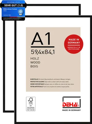 Produktbild von DEHA Design Bilderrahmen Fontana (2er Set), A1 59,4x84,1 cm, Holz Schwarz