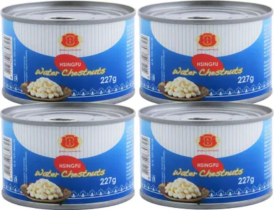 Produktbild von [ 4x 227g / 140g ATG ] Spring Happiness Wasserkastanien ganze Knollen / Water Chestnuts peeled