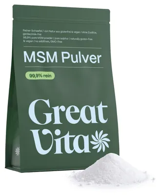 Produktbild von GreatVita MSM Pulver 1000g | 99,9% reines Methylsulfonylmethan, organischer Schwefel