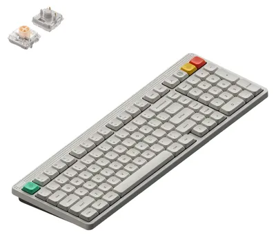 Produktbild von NuPhy Node 100 Kabellose Mechanische Tastatur Low Profile, ANSI US, Bluetooth, 2.4GHz,USB-C, Lunar White, Blush nano
