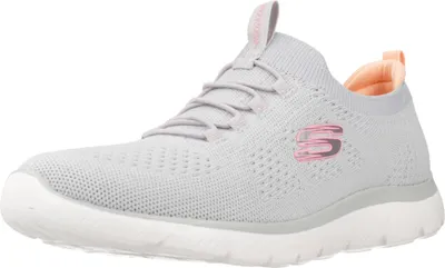 A single gray Skechers shoe is shown against a white background.