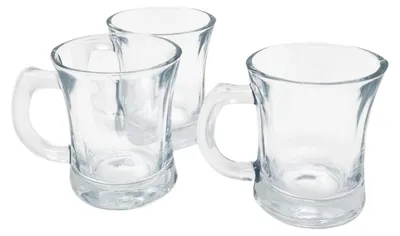 3er-Set transparente Glaskaffeebecher 90 ml spülmaschinenfest