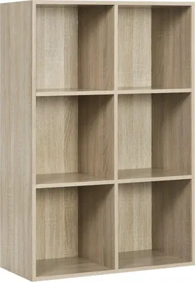 Obrázok produktu pre Happyment regál Yuda - 6 priehradiek - dub - 60x29,5x89cm - regál do obývačky, spálne a detskej izby - MDF drevo