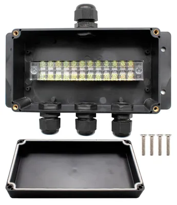 Imagen del producto de Caja de conexión IP66, resistente al agua, con 4 vías, para montaje en superficie – dimensiones 20*9*6