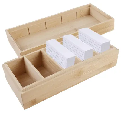 Obrázek produktu pro Dřevěná krabička na kartičky formátu A8 se víkem - 20 x 8 x 6 cm