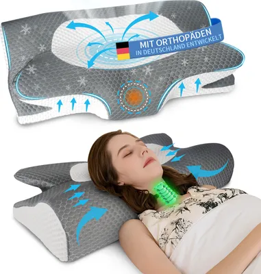 Produktbild von Kopfkissen Memory Foam Kissen, Ergonomisches Kopfkissen Orthopädische Kissen für Seiten Rücken & Bauchschläfer, Nackenkissen Antischnarchkissen