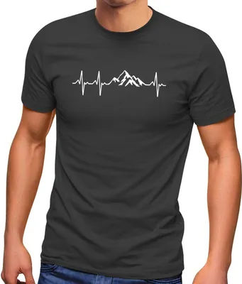 Produktbild von Herren T-Shirt Berge Wandern Herzschlag Puls EGK Geschenk für Wanderfreunde Fun-Shirt Moonworks® anthrazit XL
