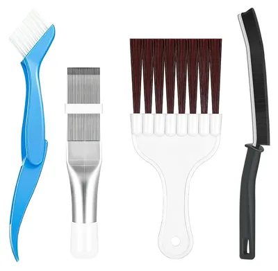 Image de TRANKIELO® - Kit de 4 brosses de nettoyage pour climatiseurs – Brosse pour condenseur et pour ailettes – Acier inoxydable et plastique durables