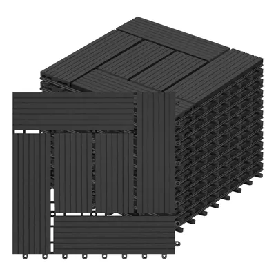 Produktbild von EUGAD 11 Stück WPC Fliesen Terrassenfliesen Zuschneidbar, mit Stecksystem,1m², Anthrazit