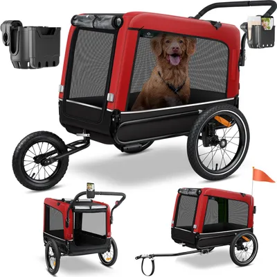 Produktbild von KESSER® Hundeanhänger Boxer 3-in-1 Hundebuggy & Jogger Fahrradanhänger groß ca. 240 Liter Volumen, gefedert, 360° Grad Vorderrad, 600D Oxford Canvas, SmartSpace Concept, maximale Belastbarkeit: 40 kg