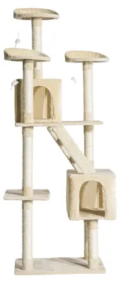 Image de Arbre à chat, en bois, dimensions 60 cm x 50 cm x 181 cm, 5 niveaux, poteaux d'escalade, grottes
