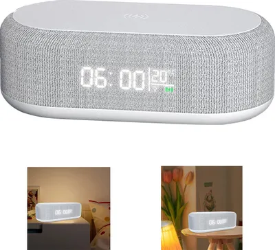 Produktbild von Desktop 4-in-1 Digitaler Wecker, Wireless Charger, LED Uhr, Nachtlicht, Temperaturanzeige, 15W mit Kabelloses Aufladen für Schlafzimmer Zuhause Büro