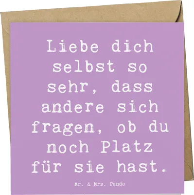 Produktbild von Mr. & Mrs. Panda faltkarte Spruch Selbstakzeptanz Liebe - Lavendeltraum - Geschenk, Selbstmitgefühl, anlasskarte, Gefühl, Glückwunschkarte, Zitat, Erfüllung, doppelkarte