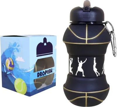 Produktbild von Faltbare Wasserflasche 550ml schwarz Silikon Sport