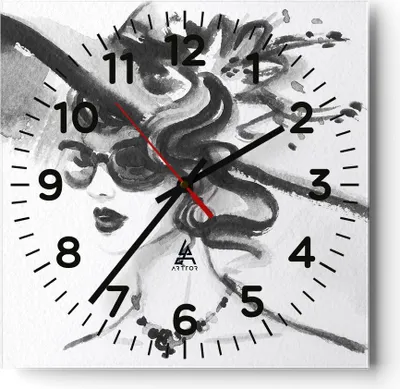 Produktbild von Wanduhr - Quadrat - Glasuhr - Frau Modell - 30x30cm - Schleichendes Uhrwerk - Lautlos - zum Aufhängen bereit - Dekoration Modern - Wanddekoration aus Glas - C4AC30x30-4066