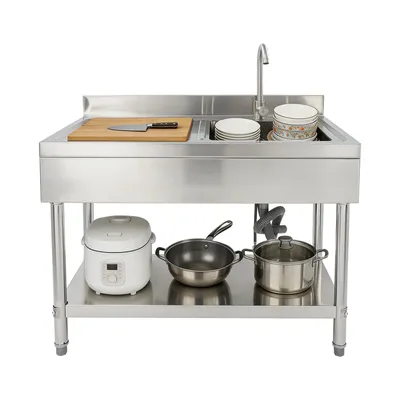 Produktbild von Edelstahlspüle, Spüle, Küchenspüle, 300kg/661lbs Rechteckig Edelstahl Spüle