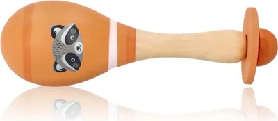 Produktbild von Babyrassel Maracas, Musikinstrument 18 x 6 cm, Musikspielzeug für Kinder ab 6 Monaten - Waschbär - Baby-Rassel aus Holz - Lernspielzeug - Geschenk für ein Kleinkind