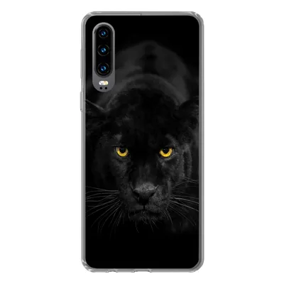Produktbild von MuchoWow® Handyhülle Schutzhülle Hülle für Huawei P30 Leopard - Augen - Schwarz Silikon Softcase Handy Hülle - Kartenbesitzer