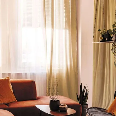 Produktbild von Gardine aus 100% Baumwolle - Naturbeige - 105x250 cm