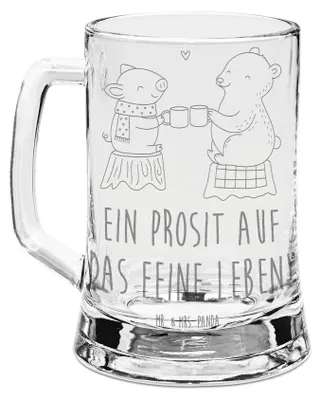 Produktbild von Mr. & Mrs. Panda Krug Glühschwein Sause - Transparent - Geschenk, Bär, Prost, Humpen, Gravur Bierkrug, Weihnachtszeit, Glaskrug, Seidel, Weihnachten, Schwein, Alles Gute