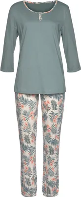 Produktbild von LASCANA Pyjama 2 -teilig jadegrün-bedruckt Größe 40/42