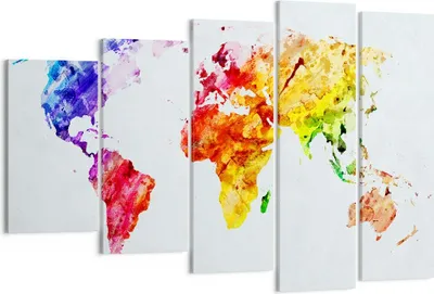 Produktbild von Bild auf Leinwand - Leinwandbild - Welt Karte Bunt Kontinente - 150x100cm - Wand Bild - Wanddeko - Leinwanddruck - Bilder - Kunstdruck - Wanddekoration - Leinwand bilder - Wandkunst - EG150x100-2799