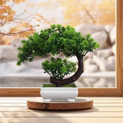 Immagine prodotto di Bonsai in plastica - Realistico - 1 pezzo - Verde - Miniatura