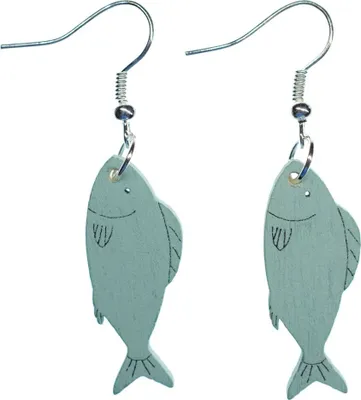 Produktbild von Fische Ohrringe Miniblings Ohrhänger Fisch hölzern Holz Ohrhänger hellblau