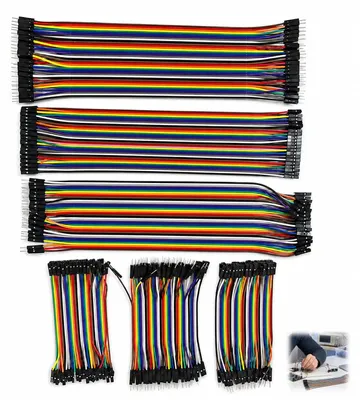 Imagen del producto de Kit de cables puente, 6 unidades, de 10 cm y 20 cm, para protoboards y microcontroladores