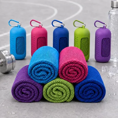 Produktbild von 5 Stück Kühlhandtuch Cooling Towel, 100 x 30 cm, Kühlendes Sporthandtuch schnelltrocknend, Mikrofaser Eishandtuch für Fitness, Gym,Yoga,Laufen,Outdoor