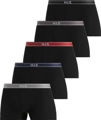 Produktbild von H.I.S. Boxer Boxershorts für Herren 5 -teilig schwarz-grau, schwarz-navy, schwarz-bordeaux, schwarz-anthra, schwarz Größe XL