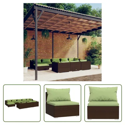 Produktbild von The Living Store 10-tlg. Garten-Lounge-Set mit Kissen Braun Poly Rattan