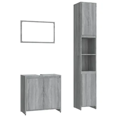Immagine prodotto di Set Mobili da Bagno 3 pz Grigio Sonoma in Legno Multistrato