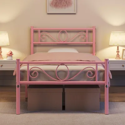 Immagine prodotto di Telaio per letto Yaheetech, 90 x 200 cm, letto singolo in metallo con rete a doghe, ideale come letto per ospiti