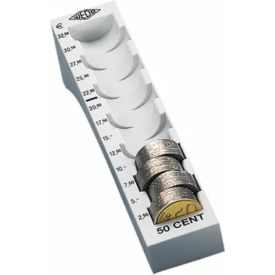 Produktbild von Wedo 160705037 Münzrille (0,50 Euro, 50 Cent, Kunststoff für 65 Münzen mit Markierungen 18 x 4,5 x 3,75 cm) lichtgrau