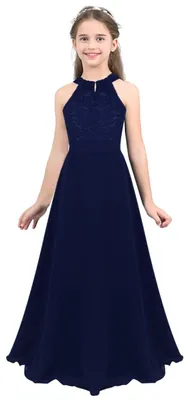 Imagen del producto de Vestido de fiesta para niñas - Sin mangas, corte en A, color azul oscuro