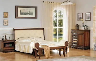 Immagine prodotto di Letto Chesterfield completo mobili in legno cassettiera camera da letto 2x comodini set