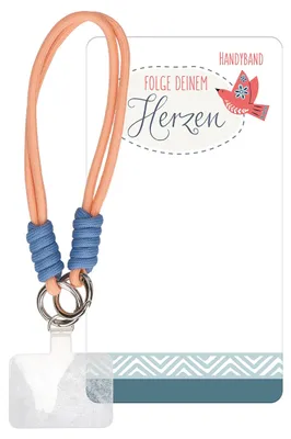 Produktbild von Handykette 36,5 cm - stilvolles lachs-blaues Handyband