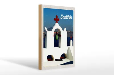 Produktbild von Holzschild Reise 20x30cm Santorini Greece Meer UrlaubDeko