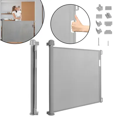 Produktbild von ROSEJANE Türschutzgitter Ausziehbar bis 150 cm, Treppenschutzgitter für Babys und Haustiere, Sicherheitsgitter für Tür und Treppe, Grau