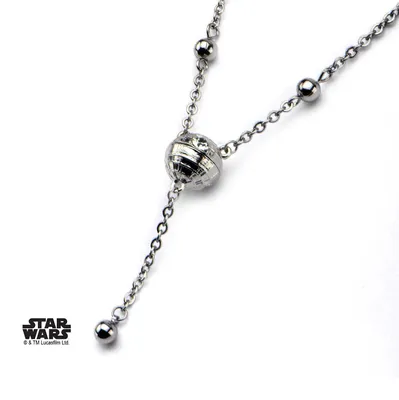 Image de Collier Star Wars pour femmes, "Étoile de la Mort" en 3D, en acier inoxydable