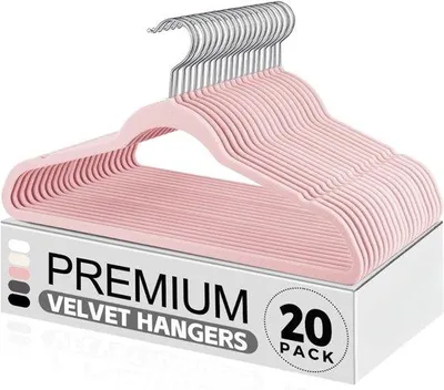 Produktbild von Famanu Kleiderbügel 20er Set - Antirutsch, platzsparend, rosa, stabil und langlebig