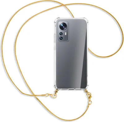 Produktbild von Handykette Backcover-Schutzhülle mit Band (Metall goldfarben) für Xiaomi 12 - goldfarbene Kette Snake