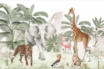 Immagine prodotto di Deco-Wall | Carta da parati fotografica Viles - Camera dei bambini | Giungla | 300x200 cm | Carta da parati | Adesivi murali per bambini