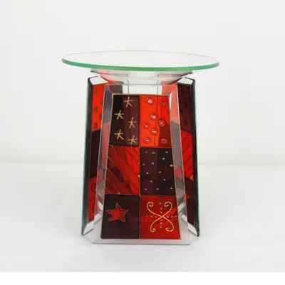 Zdjęcie produktu dla Podstawka na tealight trzy kolorowe szklane dyski świąteczne 1 szt