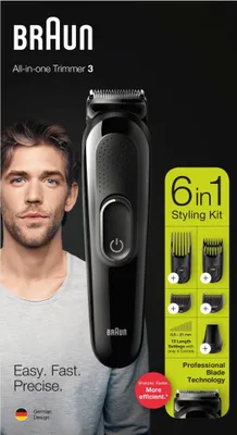 Produktbild von Braun MultiGroomingKit MGK3225 Schwarz 6-in-1 Gesichts-/Haartrimmer 5 Aufsätze
