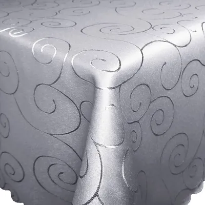 Produktbild von Ornamente Tischdecke OVAL 130x220 HELLGRAU bügelfrei pflegeleicht strapazierfähig