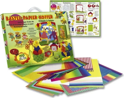 Produktbild von folia 933 - Bastelpapierkoffer Frühjahr und Ostern, 110 Teile - Kreativset für Kinder und Erwachsene mit Bastelpapier und Dekoelementen