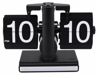 Retro Flip-Bureauklok mit LED-Licht, schwarz, 142 mm